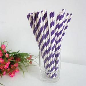 Purple Color 260-320mm Biodegradable Paper Straws For Drinking