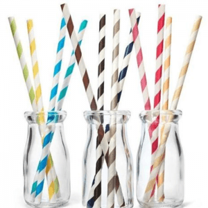 Manufactur standard Bulk Fda Eco Disposable Biodegradable Striped Bamboo Drinking Paper Straws For Party Wedding