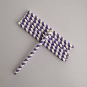 Wholesale Portable Food Grade Purple Sharp Drinking Paper Straws