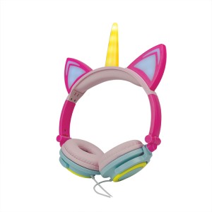 Hot Selling Kids Promotional Gift Glowing Headset Led Light Unicorn Headphones