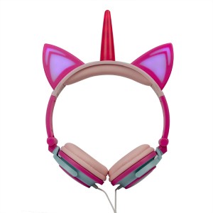 Hot Selling Kids Promotional Gift Glowing Headset Led Light Unicorn Headphones