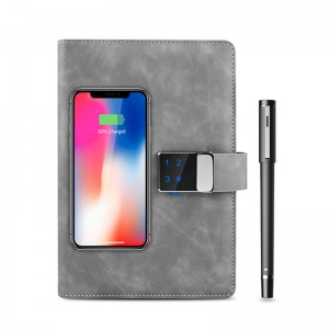 wireless charging power bank 8000mah with notebook with lock