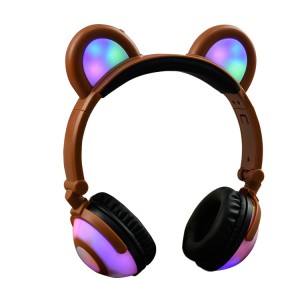 OEM Factory Bear Ear Glowing Headphones Special Gift anti Noise Headset Bluetooths Headphone