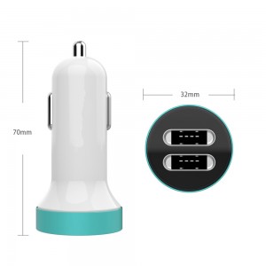 Dual USB Car Charger with Blue LED Light