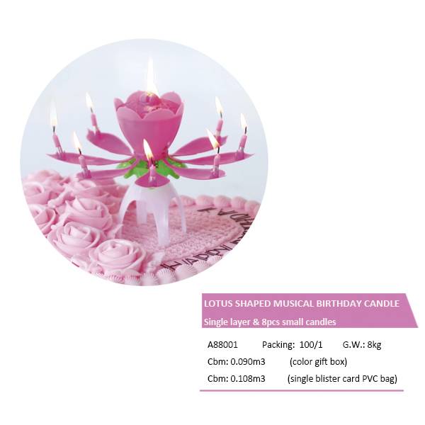 A88001 MUSIC BIRTHDAY CANDLE–LOTUS SHAPE