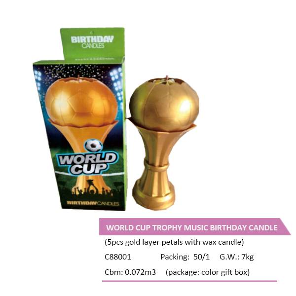 C88001 MUSIC BIRTHDAY CANDLE–WORLD CUP TROPHY