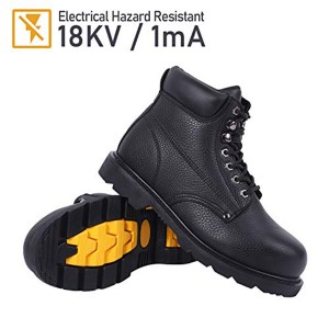 Steel Toe Work Boots, Non Slip Boots with Embossed & Tumbled Full-Grain Leather and Oil-Resistant Rubber Sole, Indestructible for Men & Women