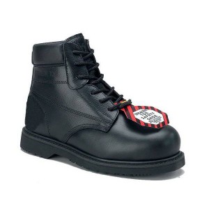 6′ Black Embossed Buffalo Leather Safety Work Shoes for Men