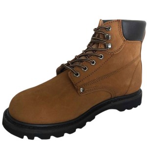 6″ Men’s Classical Brown Nubuck Leather Safety Work Boots