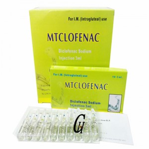 Antipyretic Diclofenac ማስገባትን 3ml