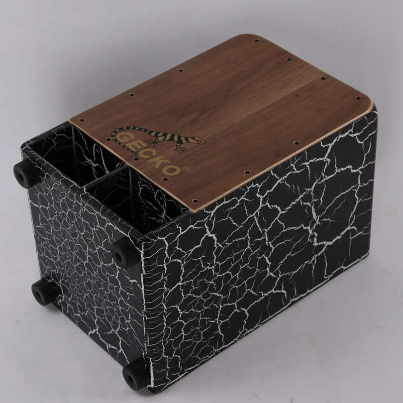 black crack paint special GECKO cajon,walnut tapping in adult learning,drum sticks Featured Image