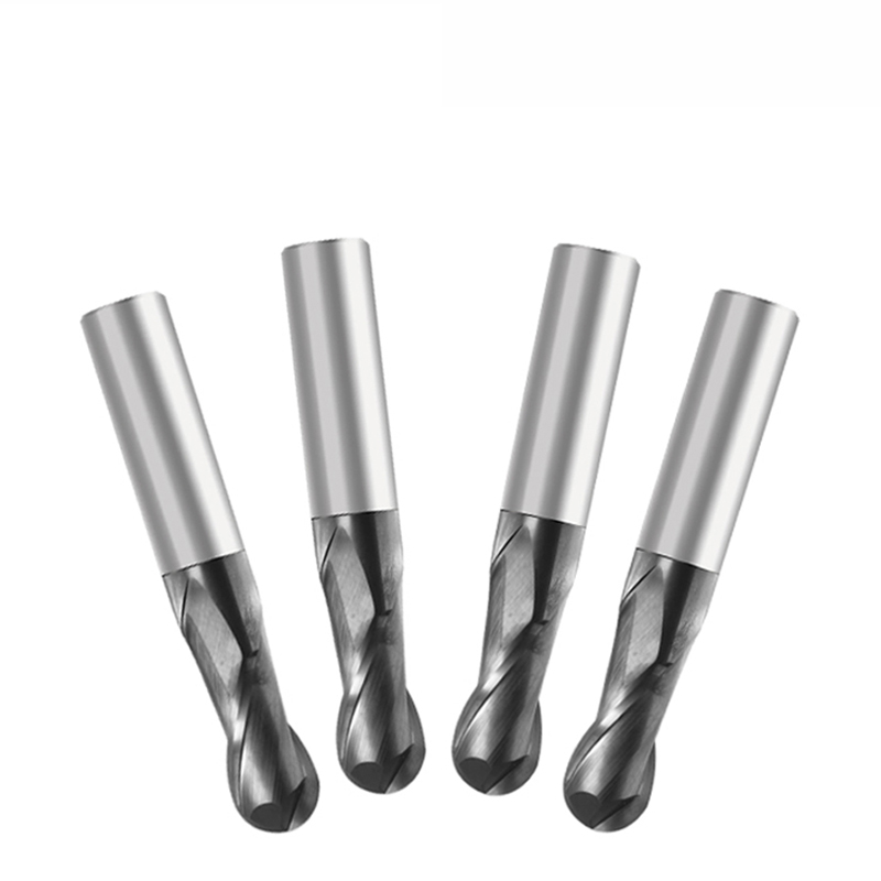 LIMEI-ZEN 4Pcs 2 Flute Ball Nose End Mill Nitrogen Coated CNC Milling Cutting R1-4mm for Power Tools Dirll 
