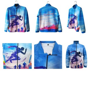 OEM wholesale sport jacket Customized Sublimation Printing zip up jacket for outdoor Running Marathon