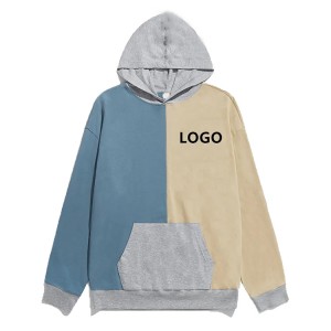 Wholesale Supplier Stitching Color Block Printed Letters Logo Hoodies Custom Hoodie Men’s Sweatshirt