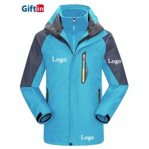 Mens Winter Custom Logo Black Brown Blue Luxury Quilted Jackets Three-In-One Warm Windbreaker Waterproof Outdoor Mountaineering Jacket