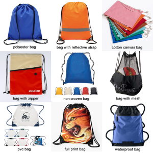 popular colors polyester sports drawstring bag custom
