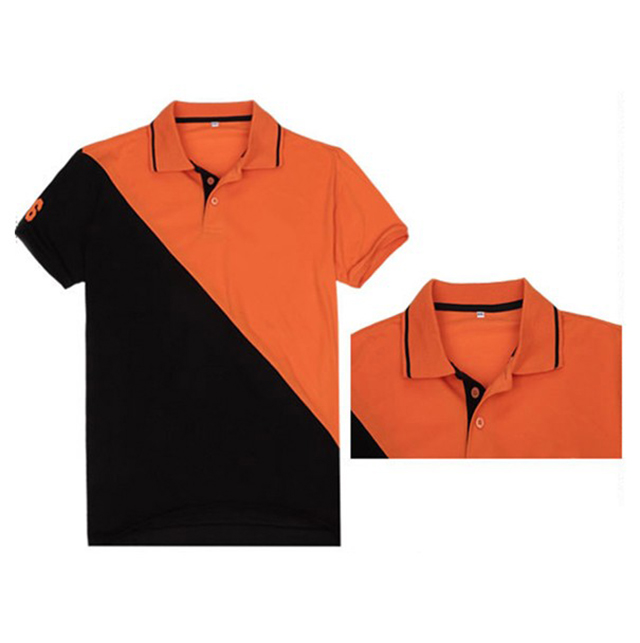 Multicolor cut and sew short sleeve polo shirt