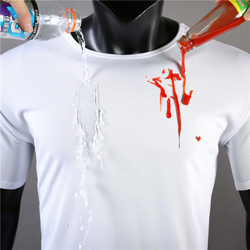 2019 wholesale Polyester high quality loose nano hydrophobic waterproof t-shirt breathable blank men t shirts