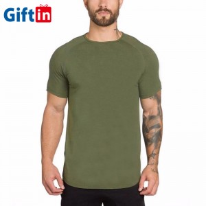 Drop shipping gym dri fit t shirt for men sport hem curve round neck long line street wear t-shirt