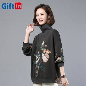 Wholesale Custom Sweater For Winter Thicken Fashion Plain 100%Cotton Oversized Ladies Long Sleeve T Shirt Printing Women