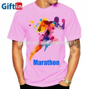Polyester Spandex Dry Fit full Printing Sport Men Running T shirt Custom Logo Marathon Run T-Shirts