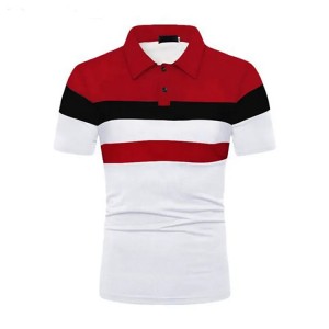 Wholesale Custom Men Polo Shirts Striped Color block Men’s Short Sleeve Polo T-shirt Mens Golf Shirts