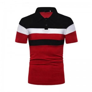 Wholesale Custom Men Polo Shirts Striped Color block Men’s Short Sleeve Polo T-shirt Mens Golf Shirts