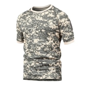 Outdoor Men Sports 100%Cotton Camouflage T-shirt Men Breathable US Polyester T Shirt Outwear Camp Tees
