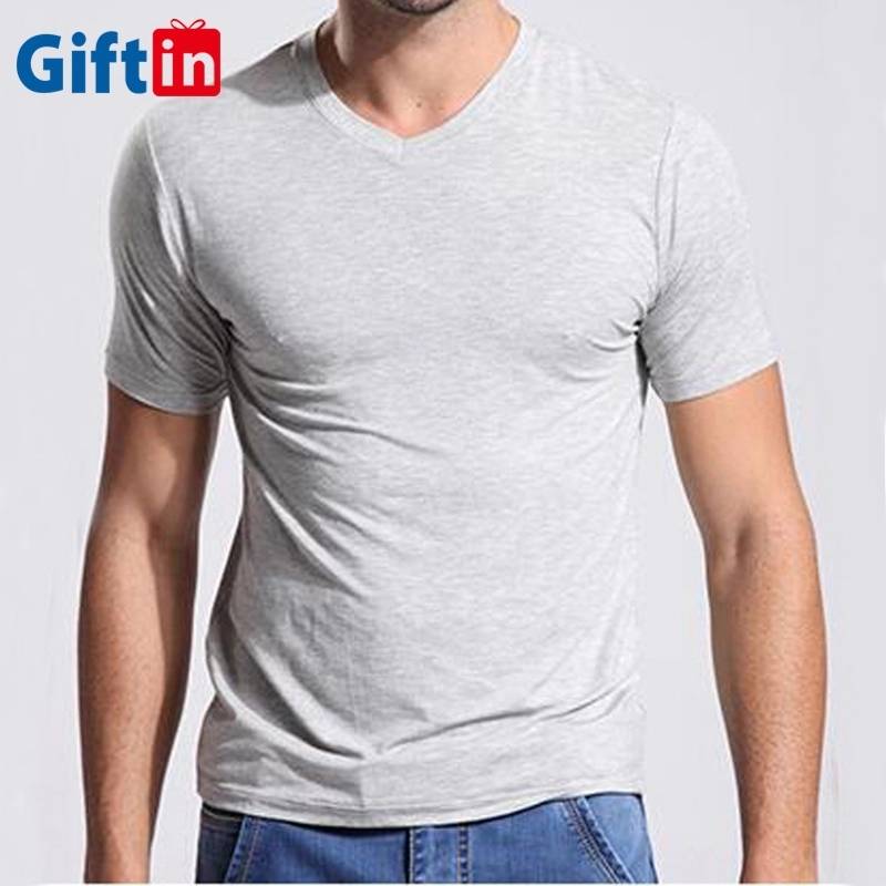 Professional China Dye Sublimation Polo Shirts - Gift in blank gray bamboo t-shirt mens bamboo fiber cotton blend v neck tshirt male factory price good quality bulk manufacturer – Gift