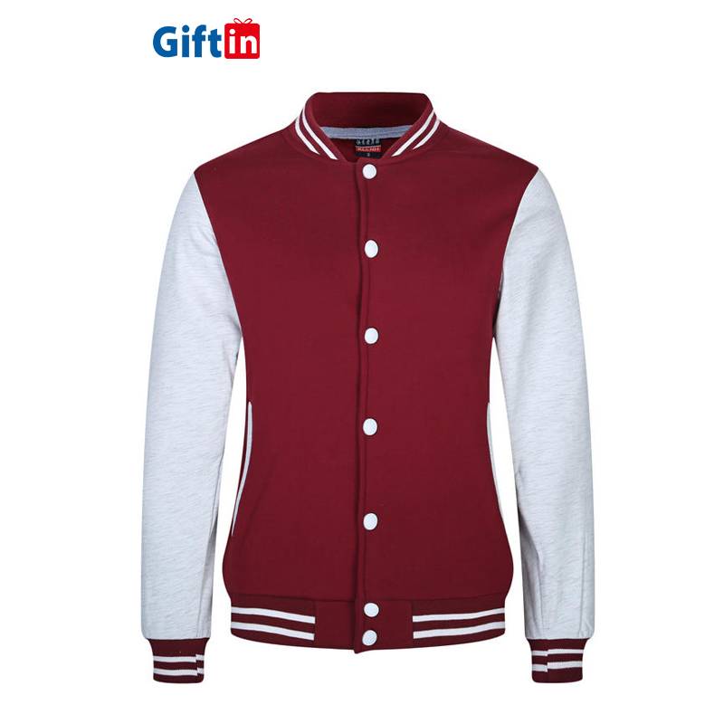 Factory Supply Custom Sublimated Singlets - Men Womens Letterman Varsity Jacket Custom American College Colours Collar Cotton Plain Red And White School Uniform – Gift
