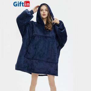 Ultra Soft Winter Adult Big Huggle Oversized Fleece Flannel Custom Comfortable Adult Tv Blanket Hoodie Sherpa