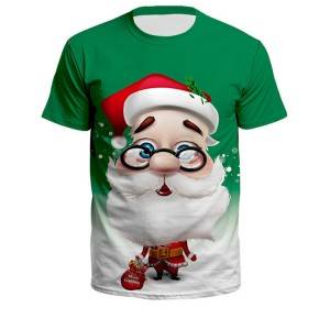 New Christmas full print 3d t shirt for women high quality christmas sublimation printing Santa Claus t shirt