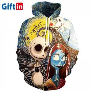New design Supper Sublimation Fashion Mulit Color 3D Printed Halloween Skull Long Sleeves Hoodies