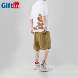 Factory made hot-sale All Over Printing - Most Inquiry Mens 3/4 Cargo Shorts Male Sweat Pant Drawstring With Multi Pockets Solid Color Loose Hip Hop Baggy Letter Printing  – Gift