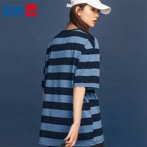 Drop shipping women cotton t -shirt slim fit striped girls fashion hip hop tops summer tshirt wholesale