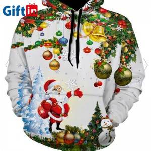 High quality wholesale Santa Claus unisex hoodies custom print multi color christmas hoodie