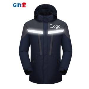 Man Male Winter Clothing Custom Logo Oversized Fasion Black Waterproof Ski Snowboard Glowing Hoodie Softshell Jacket
