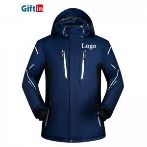 Custom High Quality Double Sided Heavy Luxury Mens Jackets Zipper Hooded Thick Cotton Navy Jacket