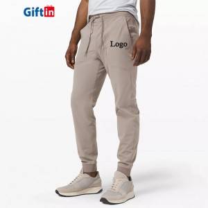 Male Mens Custom Slim Fit Plus Size Beige Logo Pocket Tapered Skinny Body Sweatpants