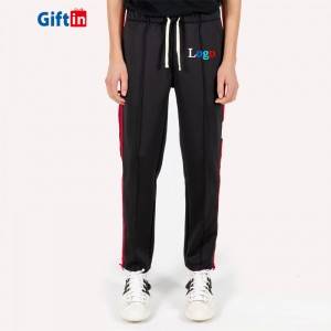 Custom Men Plush No Boundaries Joggers Thick Cotton Blank Fuzzy Fitted String Track Pants Side Stripe Black Trousers