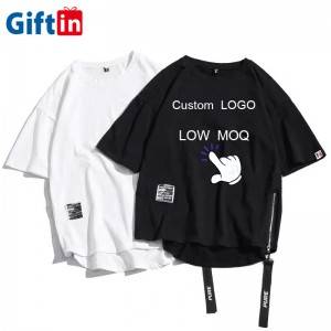 new design hip hop Custom Wholesale Screen Printed 100% Cotton Oversized Side-Zipper Plain Women’s T-shirt