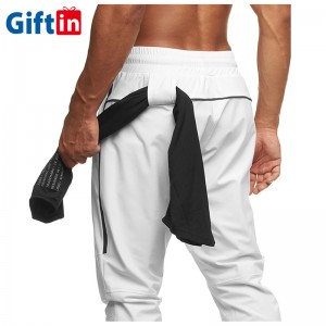 Wholesale Custom Men Cotton Training Gym Pants High Quality Reflective Plain Lace Up Blank Designer White  Jogger Sweatpants