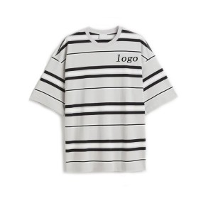 High quality plain men’s t-shirts 100% cotton custom print logo tee shirts stripy shirt for men