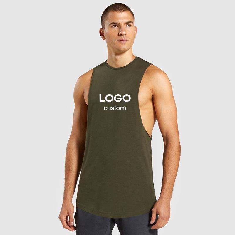 summer sublimation wife beater stringer ribbed seamless workout Gym Running custom Logo print fitness mens tank top