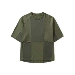 OEM Custom Casual Boxy Fit Luxury T Shirt Logo Custom Printing Color Block Pocket Dropped Shoulders Polo Tee T Shirt for Men