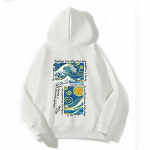 Oil Painting Print Thick Hoodie High Quality 100% Cotton Hooded Sweatshirts Casual Sports Hoodie