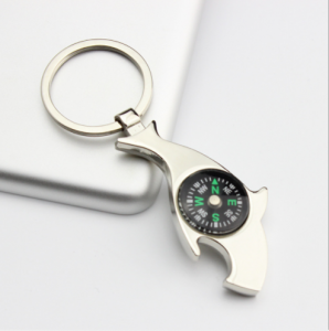 New design fish compass metal keyring custom metal keychain KC0677