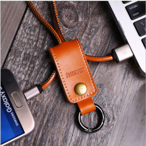 2 in 1 USB Cable Fast Charging Leather Keychain Data Charger Cable For iPhone For iPad Air Micro USB For Android CHG0005