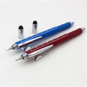 6 In 1 Multi function level screwdriver Tool stylus touch pens ruler metal ball pen  MP0062