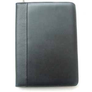 black embossed leather portfolio manager folder LF0002